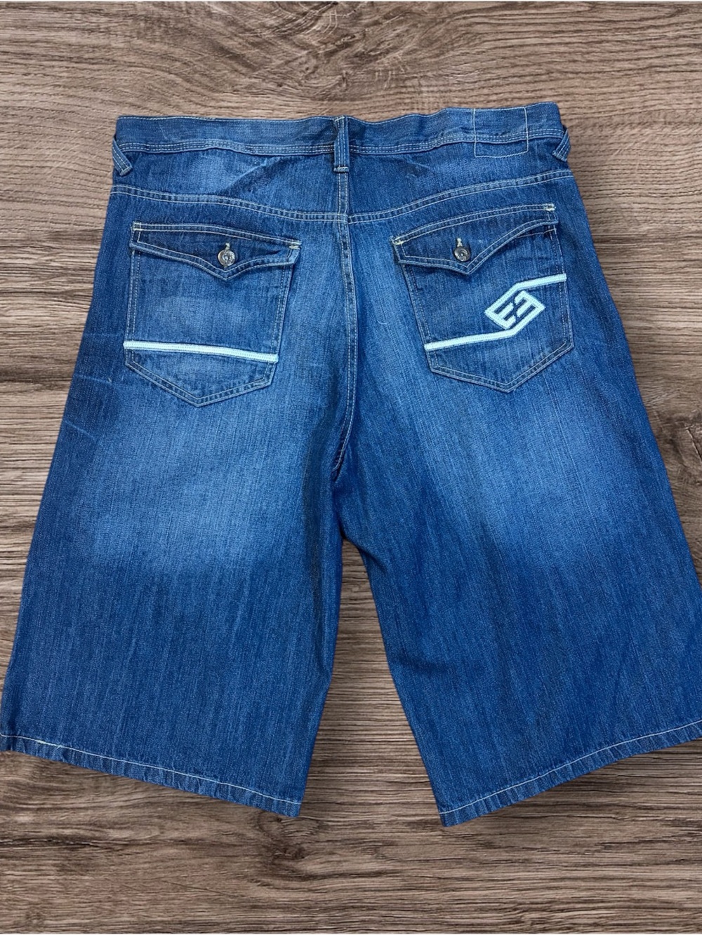 Enyce Blue Denim Men's Shorts with Light Blue Accents